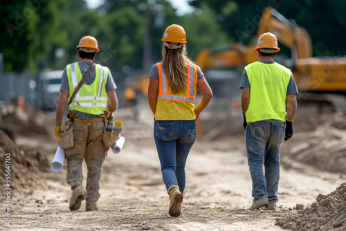 Construction Workers on Job Site in Safety Gear