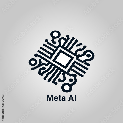 Linear  chip icon. Processor for farming. Icon under spotlight. Gray background logo design company Computer chip vector icon Outline AI icon. Linear artificial intelligence sign with editable stroke,