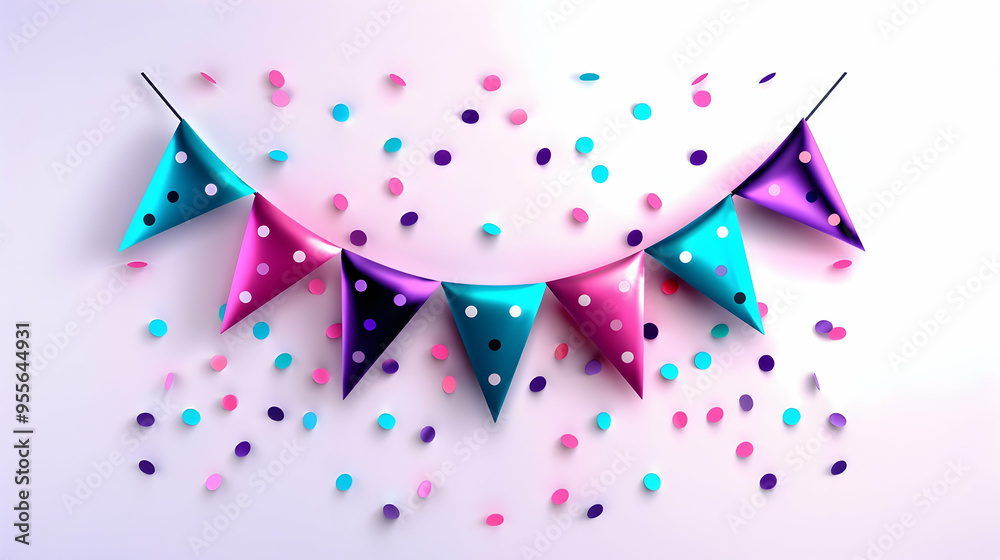 Bright Colorful Bunting Garland. Party Flags. Polk Bright Colorful Bunting Garland. Party Flags. Polk
