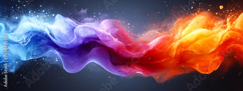 A colorful, swirling line of fire with blue, red, and yellow colors. Concept of energy and excitement, as if the colors are dancing and moving together in harmony