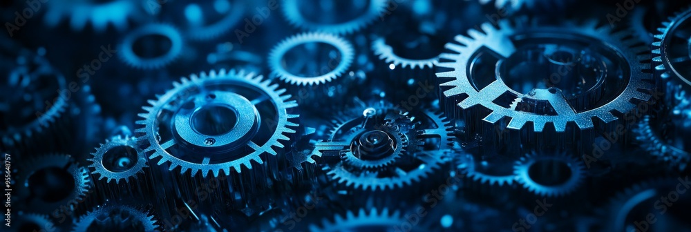 Abstract Background with Gears and Cogs in Blue. AI generated illustration Abstract Background with Gears and Cogs in Blue. AI generated illustration