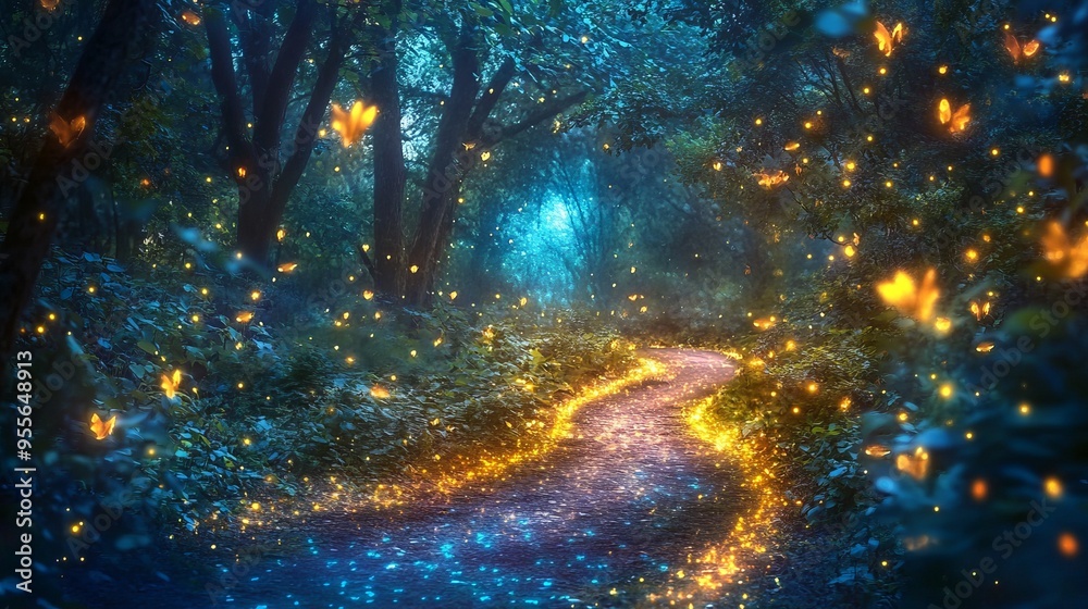 Path Through a Glowing Magical Forest Free Path Through a Glowing Magical Forest Free