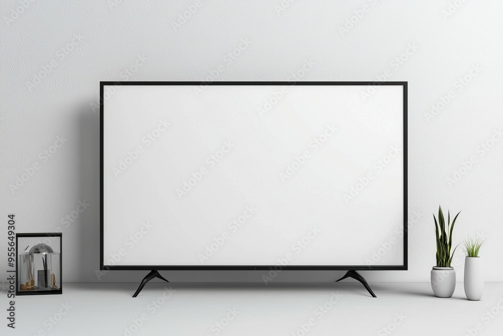 TV screen mockup on isolated background created with Generative AI TV screen mockup on isolated background created with Generative AI