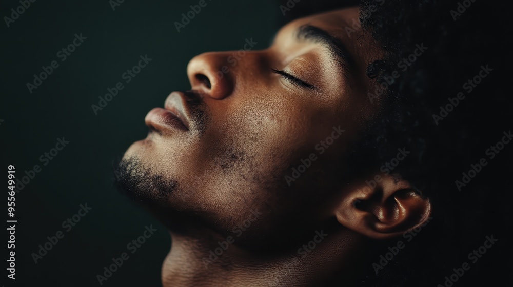 This evocative portrait captures a close-up of a person's head and neck against a dark background, emphasizing the texture and details of the skin and hair, creating a striking visual contrast. This evocative portrait captures a close-up of a person's head and neck against a dark background, emphasizing the texture and details of the skin and hair, creating a striking visual contrast.