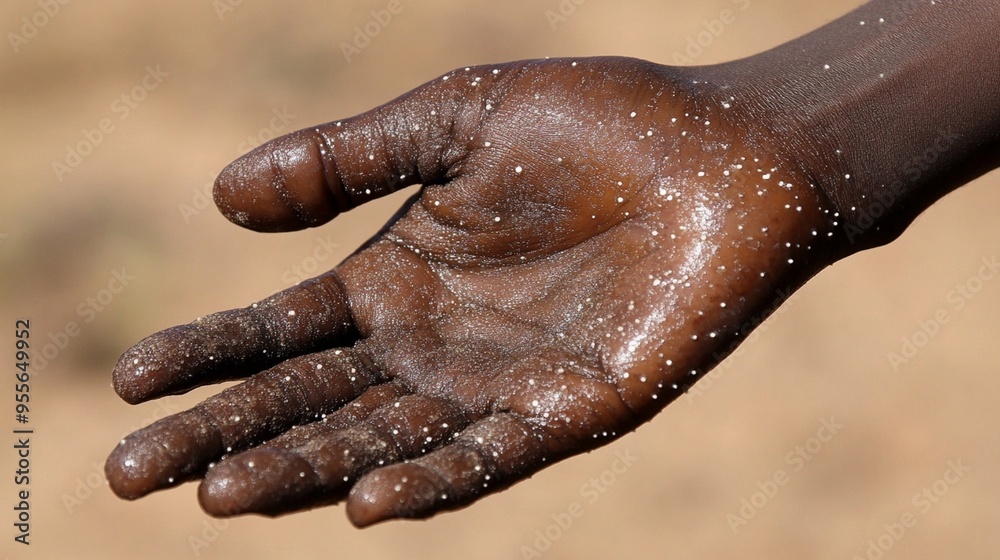 Fototapeta premium A closeup view of a hand showcasing water on its surface