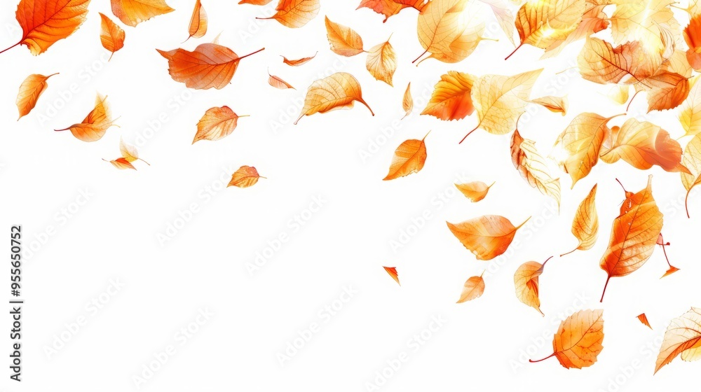 autumn leaves falling on white background. autumn leaves falling on white background.