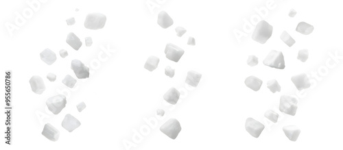 Set of Falling sea salt, isolated on transparent background PNG photo