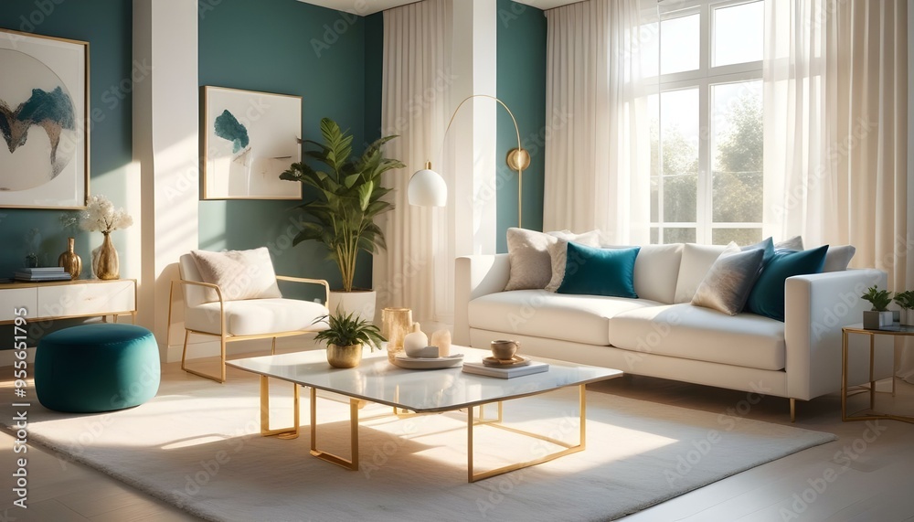 Fototapeta premium Photo interior modern design room 3d illustration