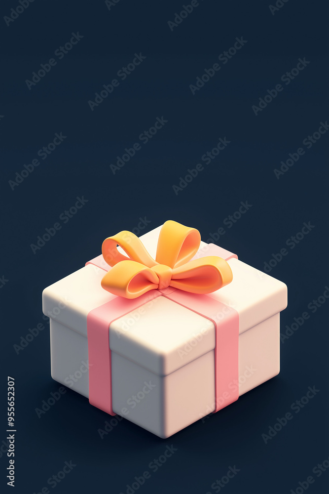 Obraz premium Gift box with yellow ribbon on dark background. 