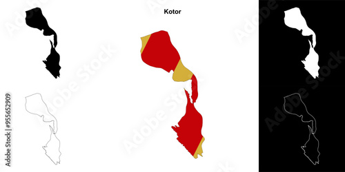 Kotor municipality outline map set photo