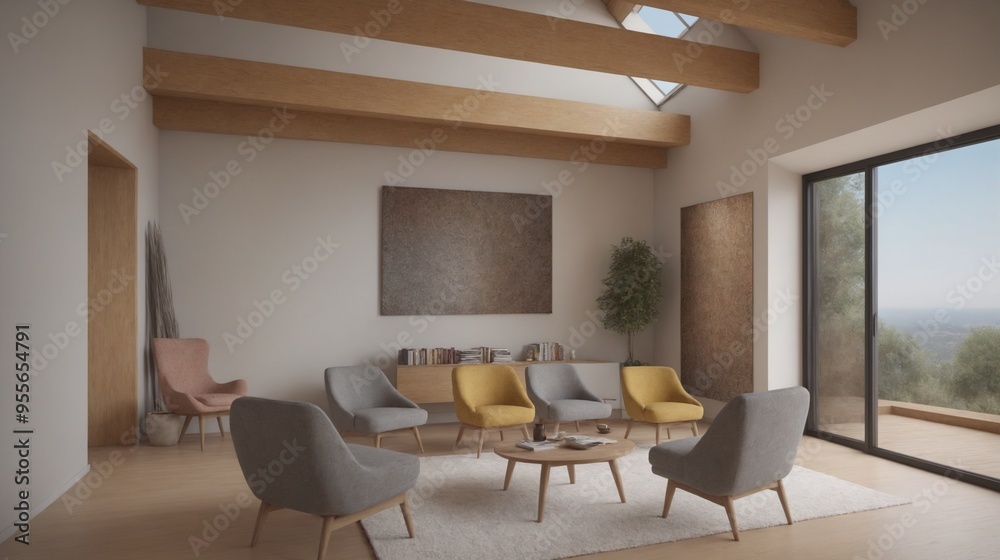 Fototapeta premium living room interior 3d rendering.