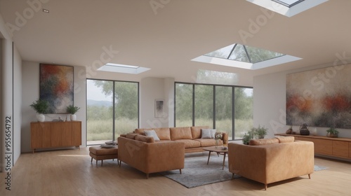 modern living room 3d illustration.