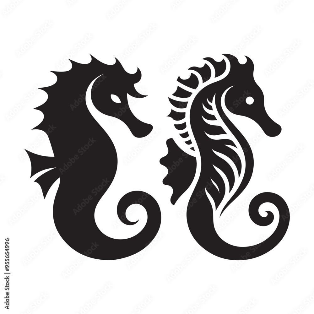 Stunning Seahorses Silhouette Vector Illustrations for Creative Projects Stunning Seahorses Silhouette Vector Illustrations for Creative Projects