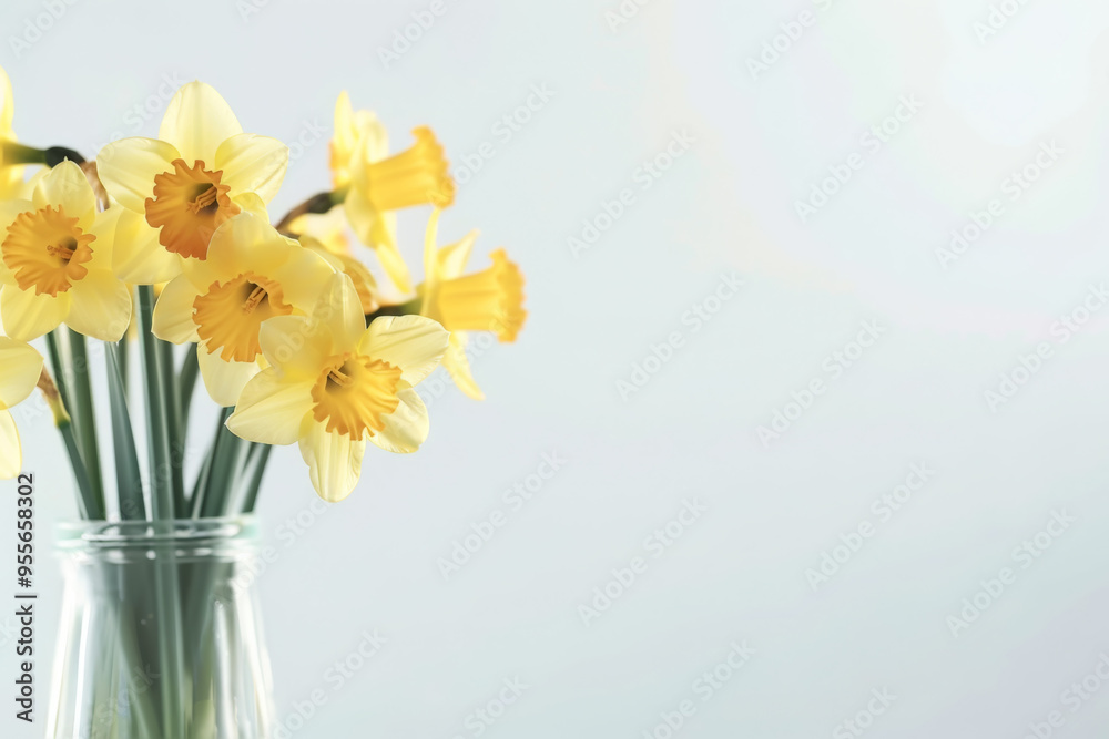 Bouquet of Yellow Daffodils in a Glass Vase Bouquet of Yellow Daffodils in a Glass Vase