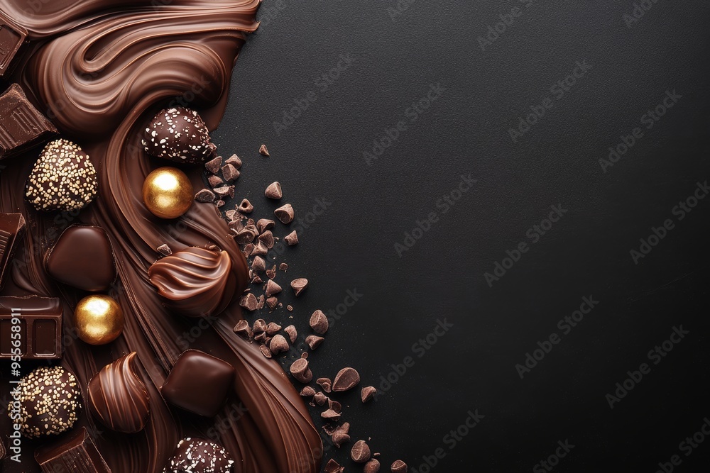 Obraz premium luxury chocolate minimal background with copy space. International chocolate day.