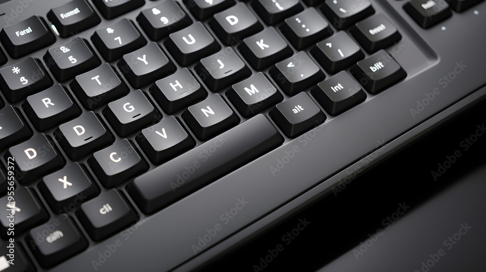 Top View of a Sleek, Professional HP Keyboard in Matte Black with White Inscriptions for Efficient Computing Top View of a Sleek, Professional HP Keyboard in Matte Black with White Inscriptions for Efficient Computing