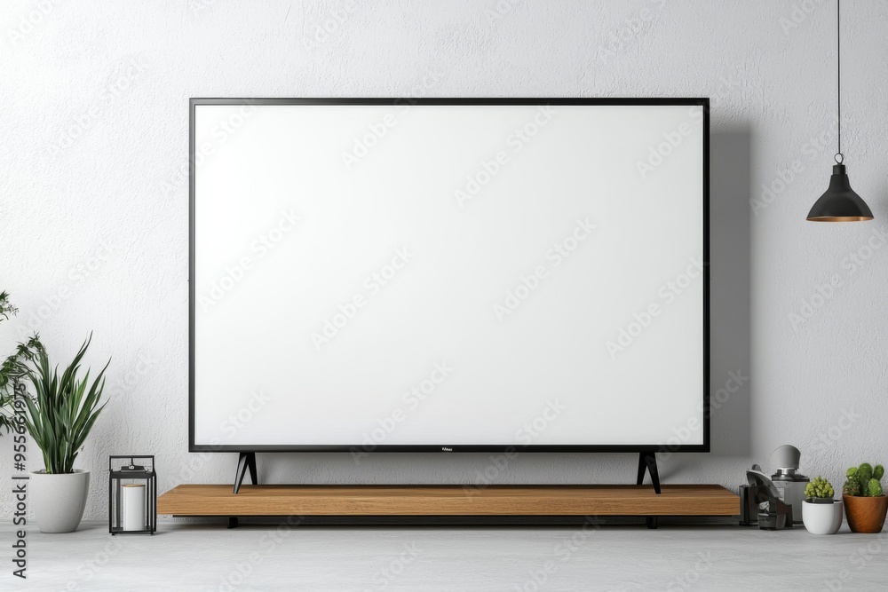 Fototapeta premium TV screen mockup on isolated background created with Generative AI