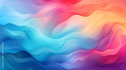 Dynamic wave pattern featuring purple, orange, and blue colors, creating a striking abstract gradient fusion.