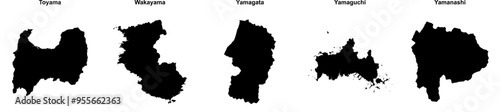 Toyama, Wakayama, Yamagata, Yamaguchi, Yamanashi outline maps