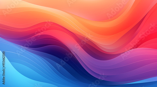 Abstract design with purple, red, and blue waves, showcasing a gradient fusion of vivid colors.