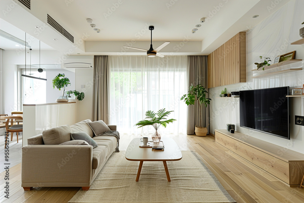 Fototapeta premium Minimalist showcasing streamlined, clutter-free home