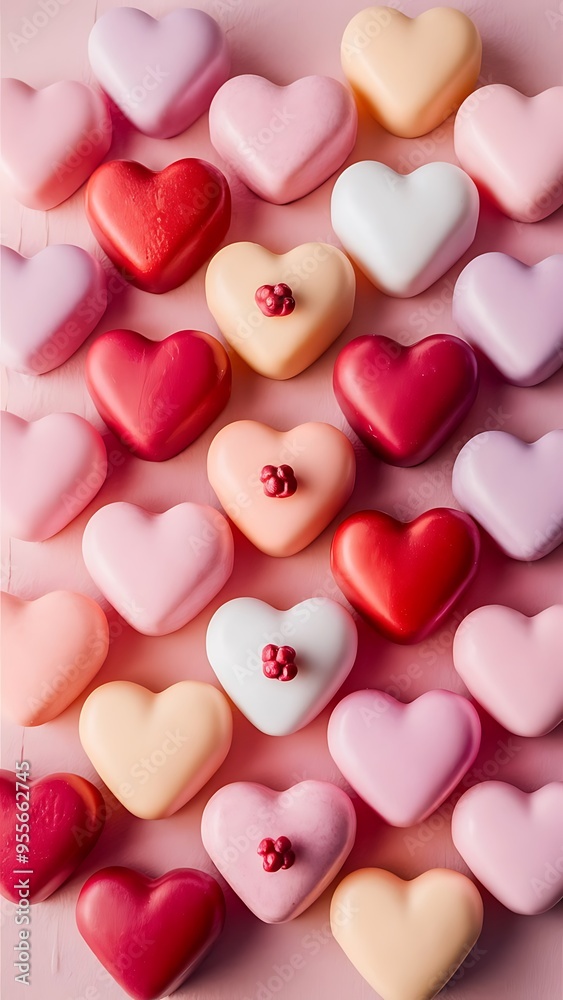 Tasty heart shaped candies on pink background Tasty heart shaped candies on pink background