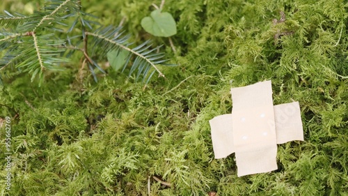 Mossy forest floor with pavement - symbolic of vulnerable nature