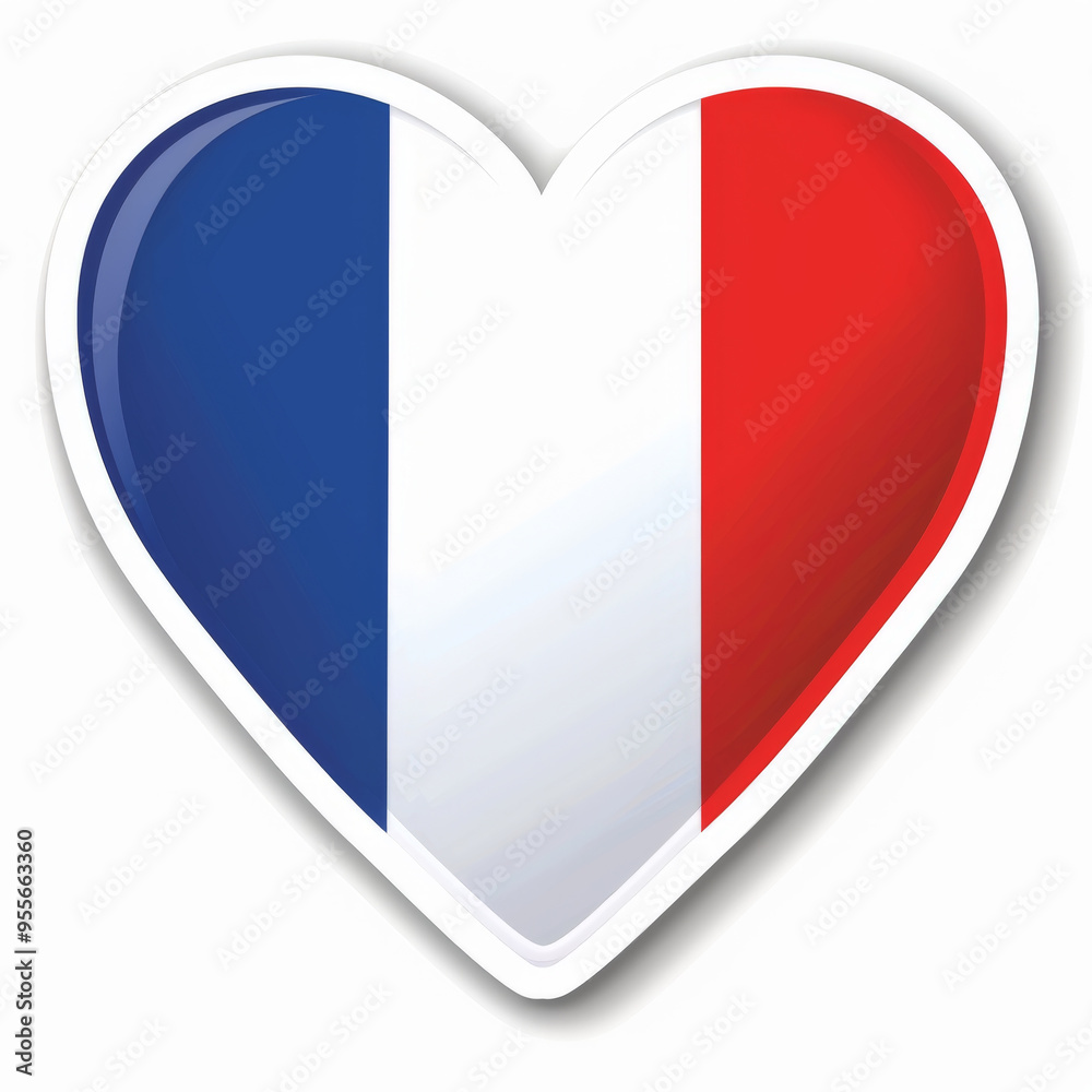 Glossy French Flag Heart Design Glossy French Flag Heart Design