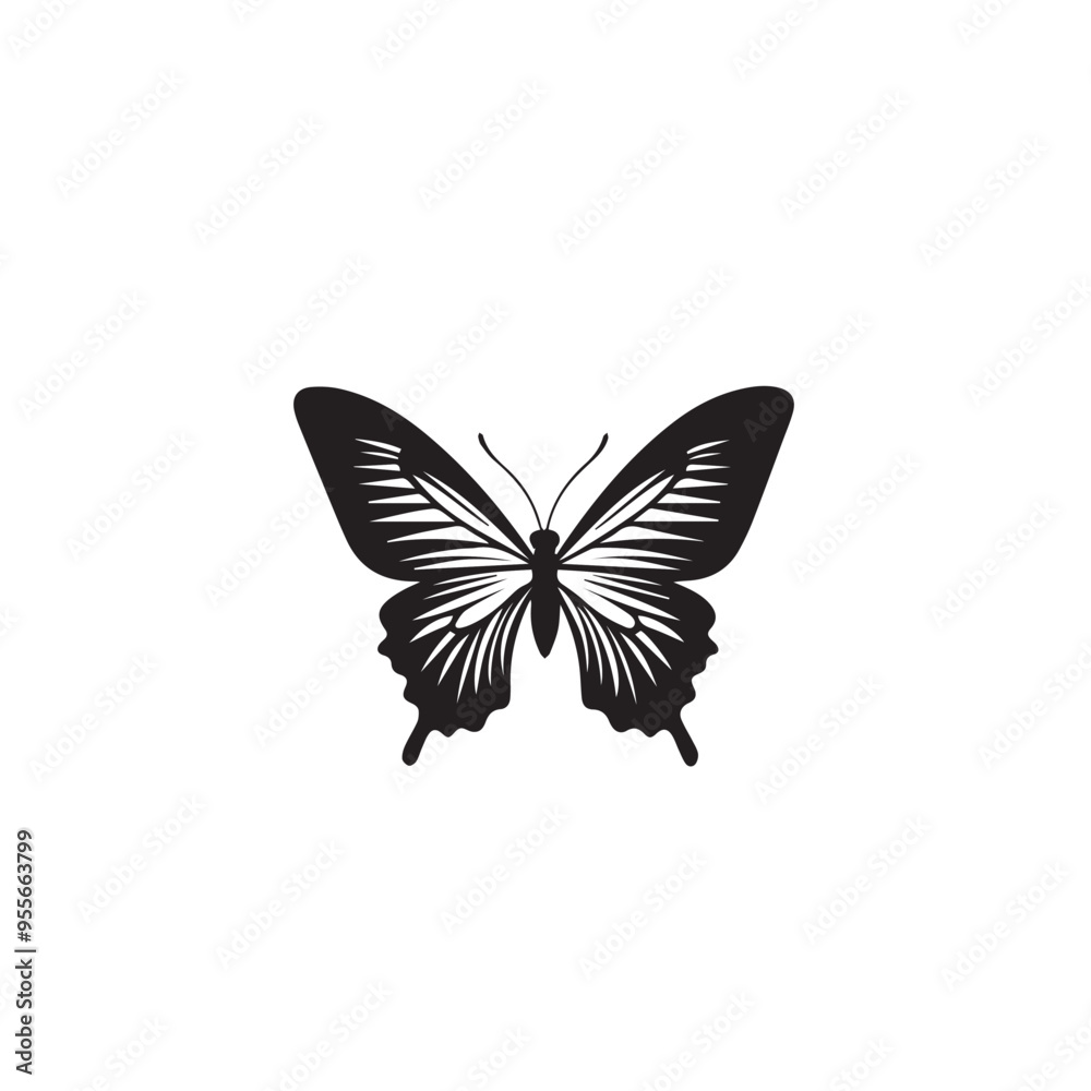Fototapeta premium Butterfly in cartoon, doodle style . Image for t-shirt, web, mobile apps and ui. Isolated 2d vector illustration in logo, icon, sketch style, Eps 10, black and white. AI Generative