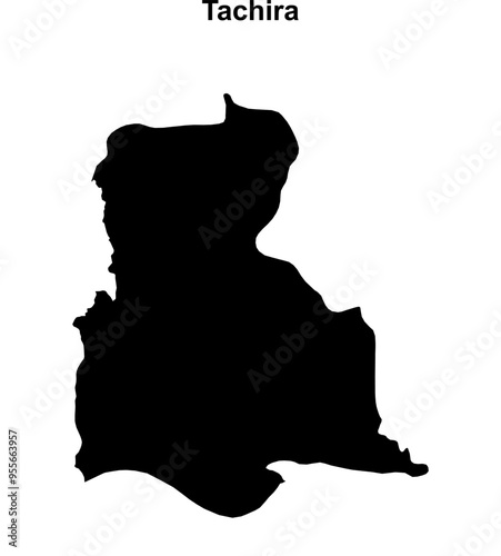 Tachira state blank outline map photo