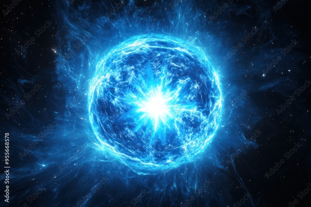 a glowing blue energy sphere on black background, radiating light from the center a glowing blue energy sphere on black background, radiating light from the center