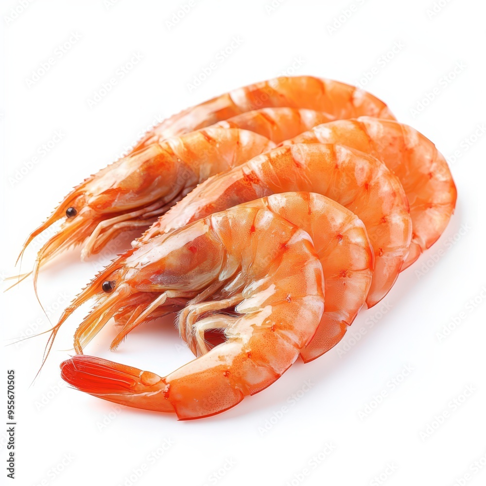 Fresh large shrimp on a white background ready for cooking Fresh large shrimp on a white background ready for cooking