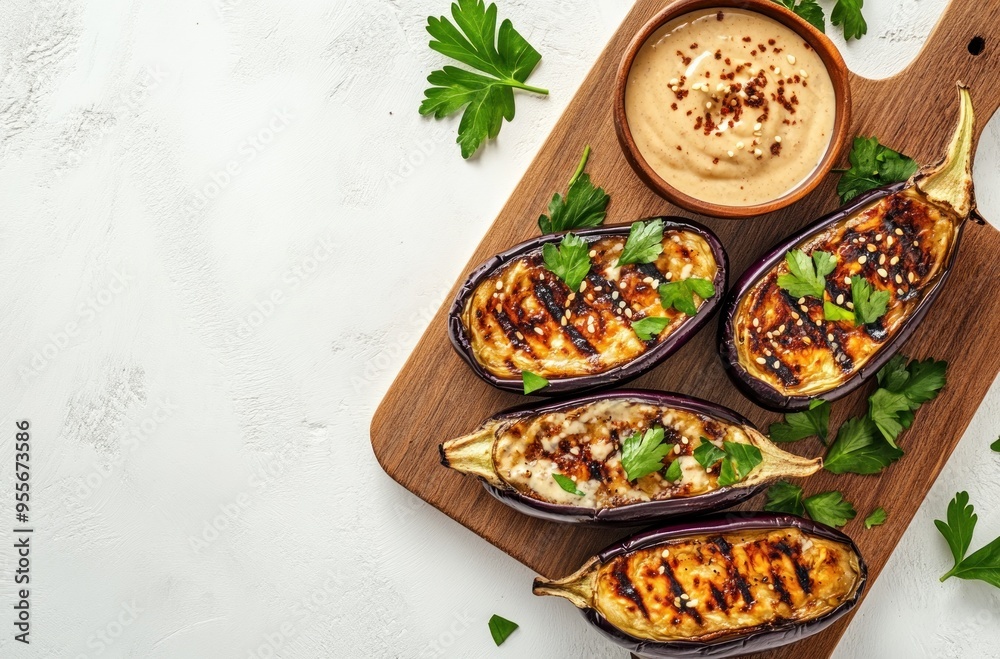 Grilled Eggplant with Tahini Sauce Grilled Eggplant with Tahini Sauce