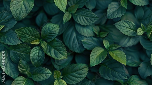 Close-up of a tiny leaf wall, overlapping leaves creating a dense, textured surface, rich greens perfect for eco-friendly themes.