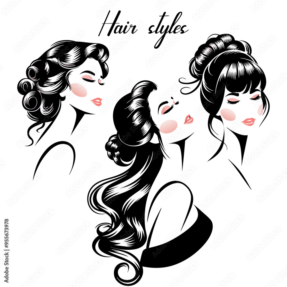 Hair styles silhouette 04 Hair styles silhouette 04