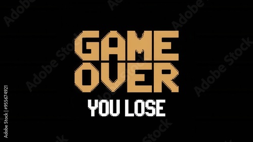 A black image of a game over sign written in yellow.