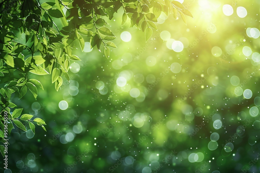 Green Bokeh Forest Background with Soft Light Green Bokeh Forest Background with Soft Light