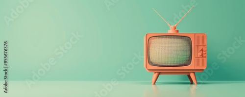 Vintage television set against a pastel green background, showcasing retro design and nostalgic charm in a contemporary setting.