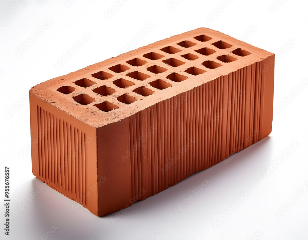 A brick is shown on a white background A brick is shown on a white background