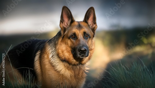 German sheep dog looking into camera on pet photography