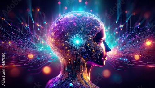 Artificial intelligence concept, innovative technologies banner header background