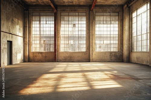 Malting: Abandoned Building with Empty Concrete Floors in a Factory Interior