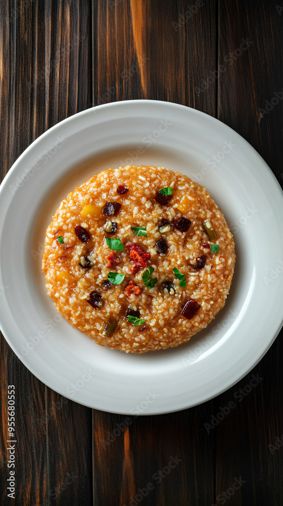 Steamed glutinous rice topped with jujube, chestnut, nuts and ginko nuts, a traditional sweet rice dish Steamed glutinous rice topped with jujube, chestnut, nuts and ginko nuts, a traditional sweet rice dish