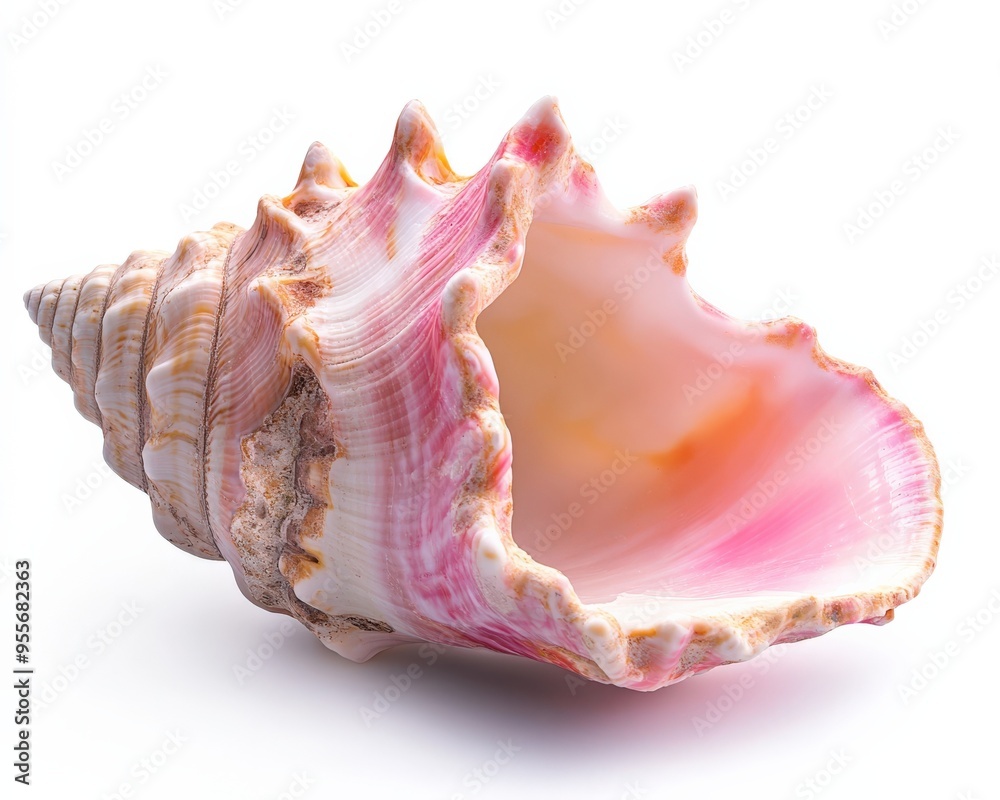 Conch Shell. Large Pink Queen Conch Seashell Isolated on White Background Conch Shell. Large Pink Queen Conch Seashell Isolated on White Background