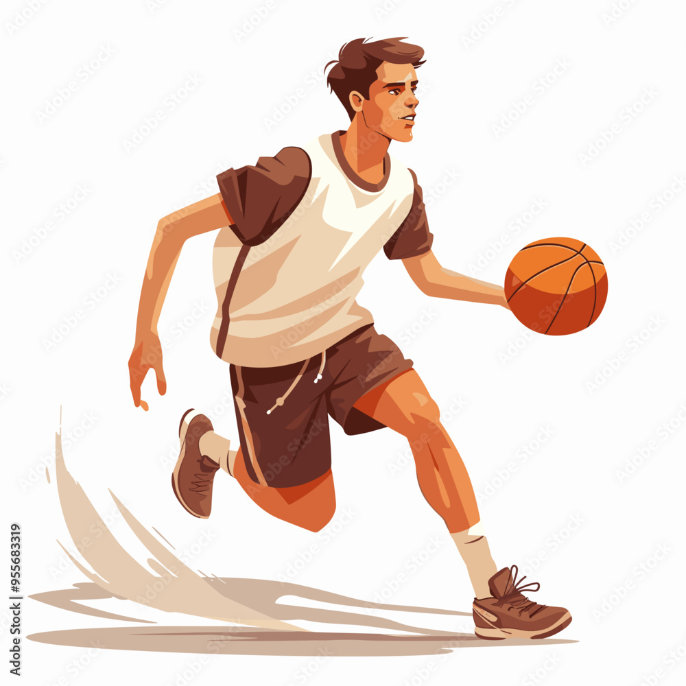 A man is running with a basketball in his hand. He is wearing a white shirt and black shorts A man is running with a basketball in his hand. He is wearing a white shirt and black shorts