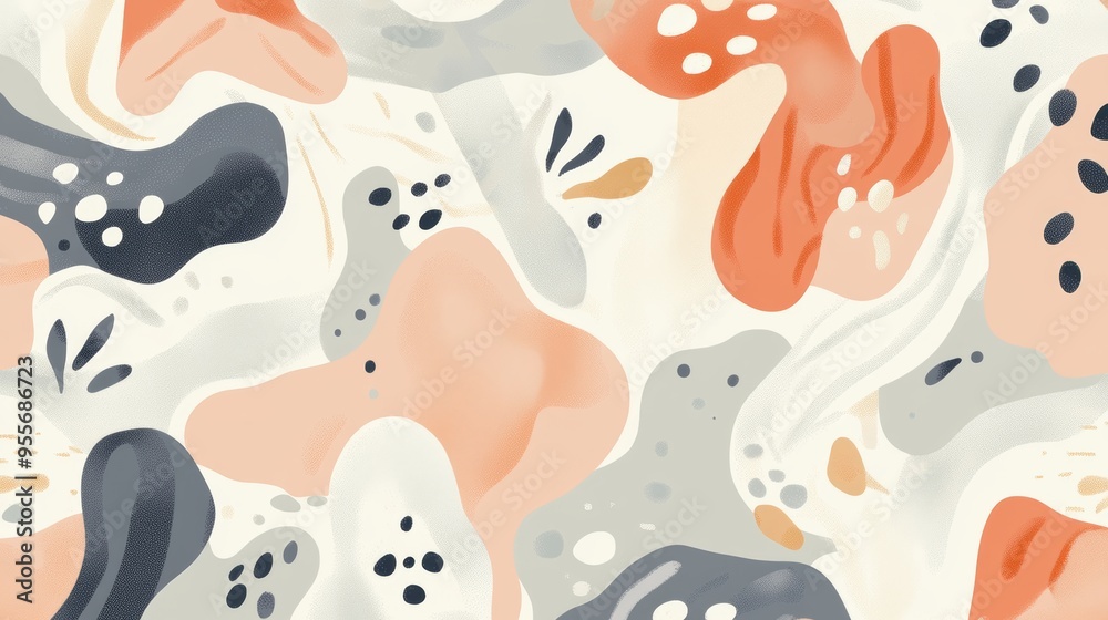 Abstract floral pattern with flowing, organic shapes and soft colors Abstract floral pattern with flowing, organic shapes and soft colors