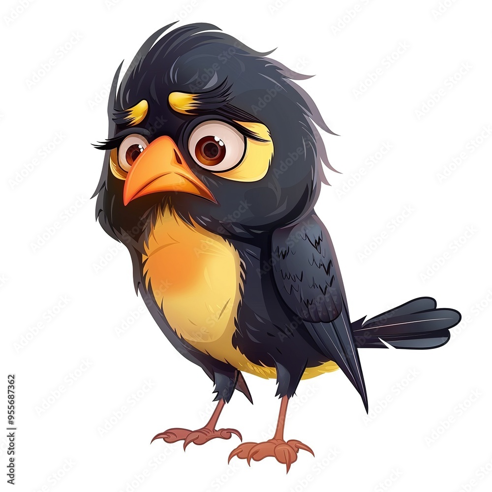 Finch Despair emotion fantasy animal cartoon isolated whitebackground Finch Despair emotion fantasy animal cartoon isolated whitebackground