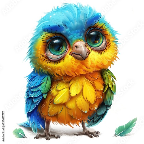 Finch Guilt emotion fantasy animal cartoon isolated whitebackground