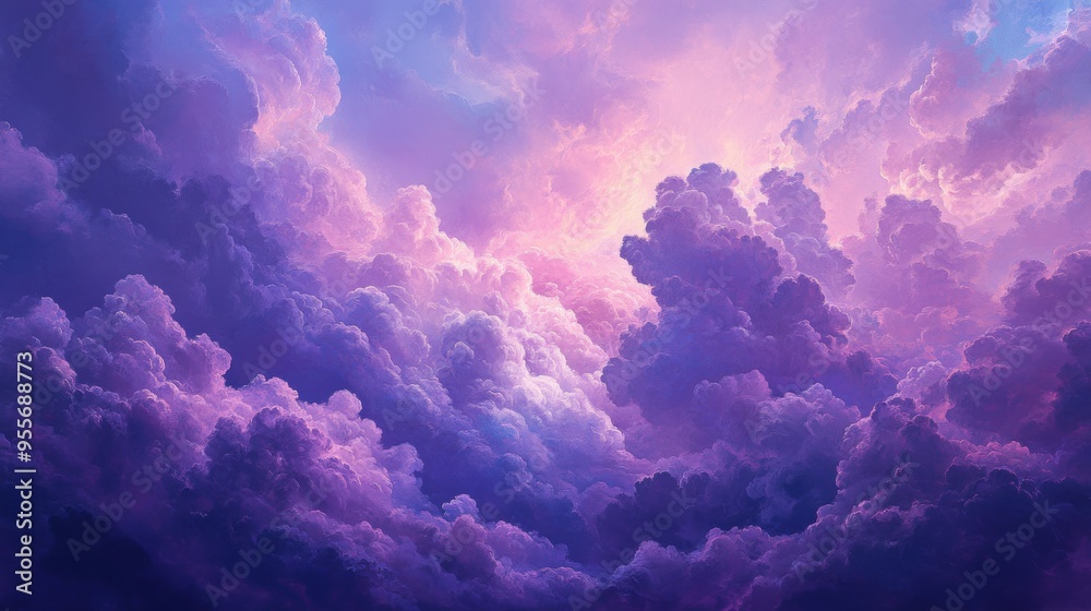 Soft pastel-colored clouds with sunlight shining through Soft pastel-colored clouds with sunlight shining through