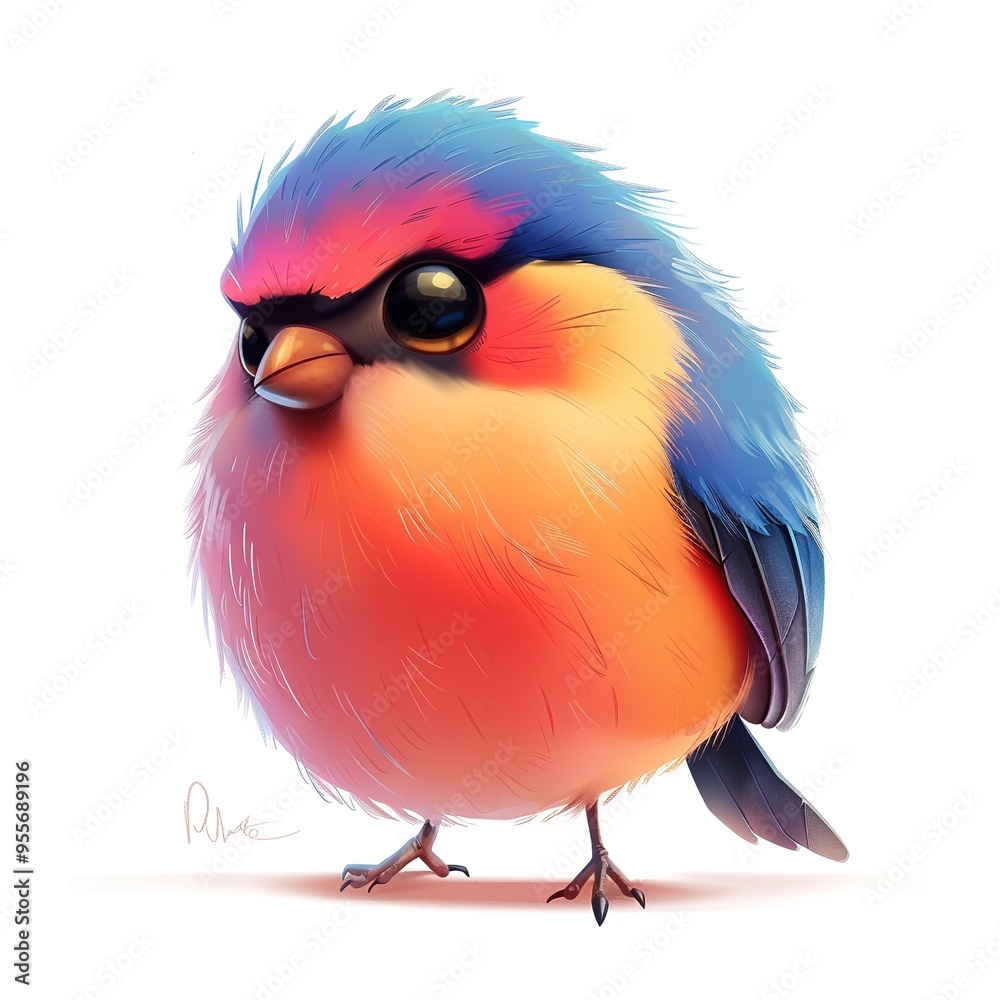 Naklejka premium Finch Sympathy emotion fantasy animal cartoon isolated whitebackground